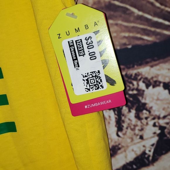 ❤️5/$25 ⭐NWT Zumba Less Talk More Dance Yellow Muscle Instructor Shirt - Picture 3 of 7